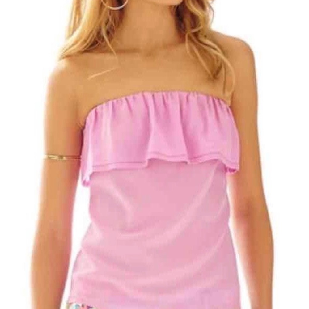 LILLY PULITZER- 100% silk strapless top